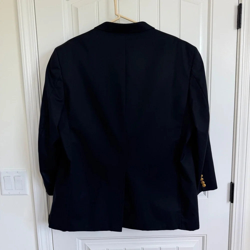Brooks Brothers 346 Navy Gold Button Blazer Jacket Men's 48R Wool